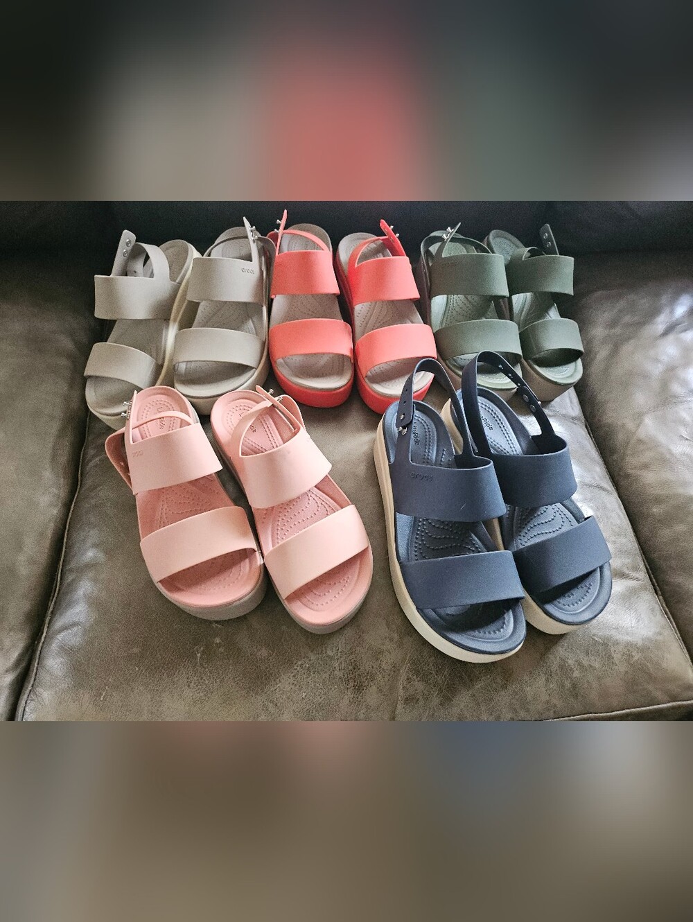 Wow!! 5 Pairs All Size 7 - Crocs Women's Brooklyn Low Wedge Sandals Great Deal!